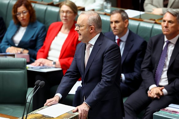 Prime Minister Anthony Albanese during question time today.