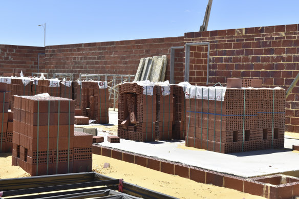 Dual building stimulus grants have meant thousands of homes in WA are at a similar stage of construction, pushing brickwork costs to nearly double. 