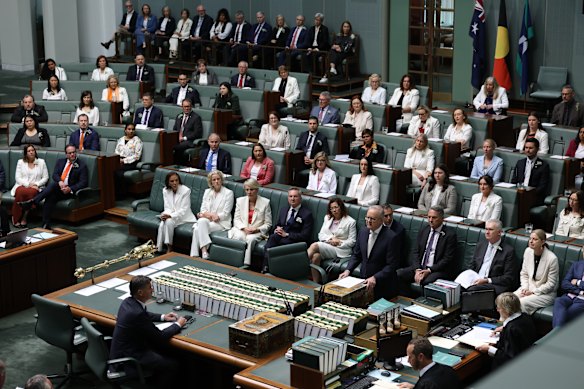Prime Minister Anthony Albanese leading the tributes for Member for Indi Dr Helen Haines in the House of Representatives this morning.
