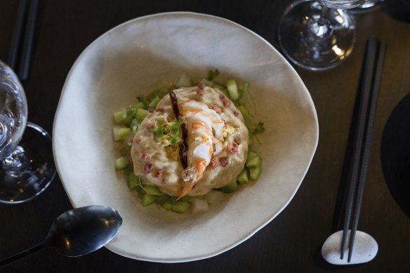 Chairman and Yip kohlrabi and cucumber salad, WA rock lobster and sesame dressing.