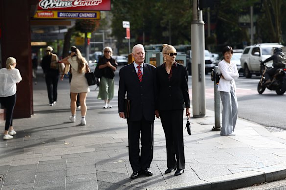 Ben Roberts-Smith’s parents Len and Sue Roberts-Smith arrive at the Downing Centre.