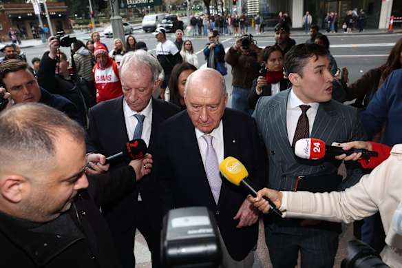 Jones was met by a large media contingent outside the Local Court.