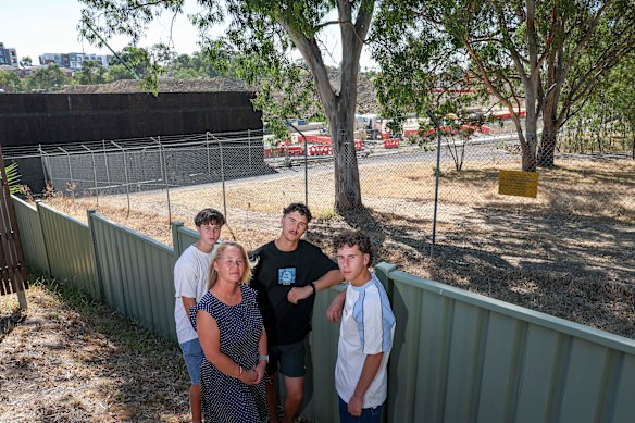Narelle Lawton with her sons Mitchell, Baily and Declan at their home in Yallambie. 