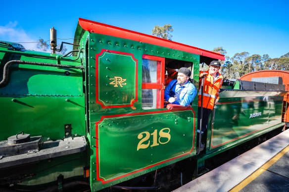 Driver at the engine … a mecca for train buffs.