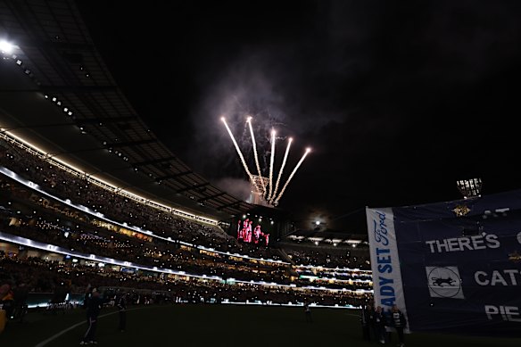 There were pre-game fireworks for Collingwood's match against Geelong.