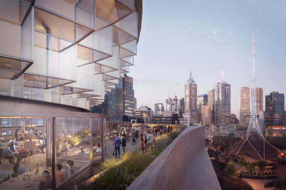 Aerial render of winning concept design for NGV Contemporary by Angelo Candalepas and Associates.