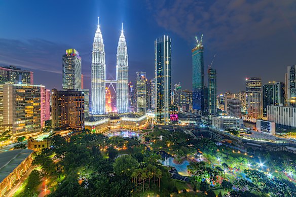 Kuala Lumpur and the Petronas Twin Towers.