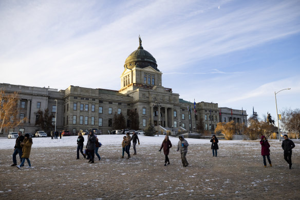 Staff evacuated from the Montana State Capitol.