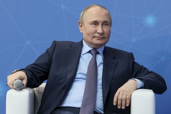 Russian President Vladimir Putin hinting at more attempts to conquer land.