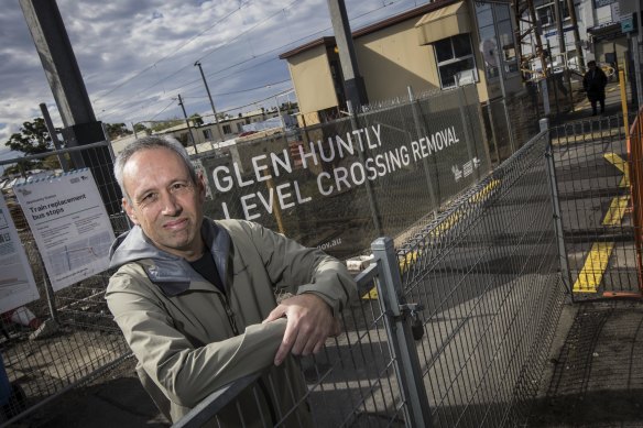 Public Transport Users Association campaigner Daniel Bowen at Glen Huntly station.