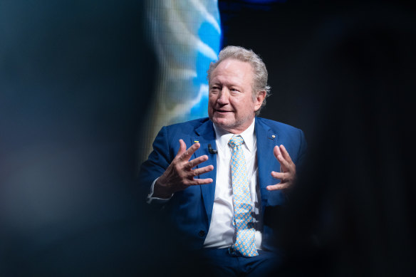 Andrew Forrest wants to invest in green hydrogen as well as battery minerals in an emissions-reduction business strategy.