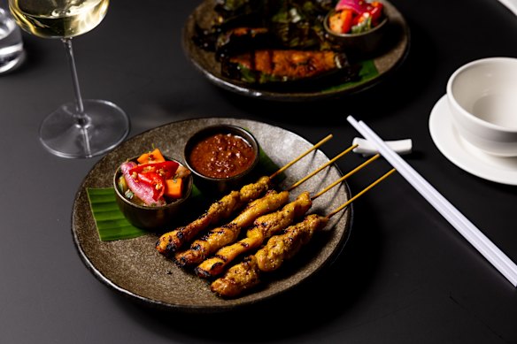 Chicken satay sticks are one of the most tender versions in town.