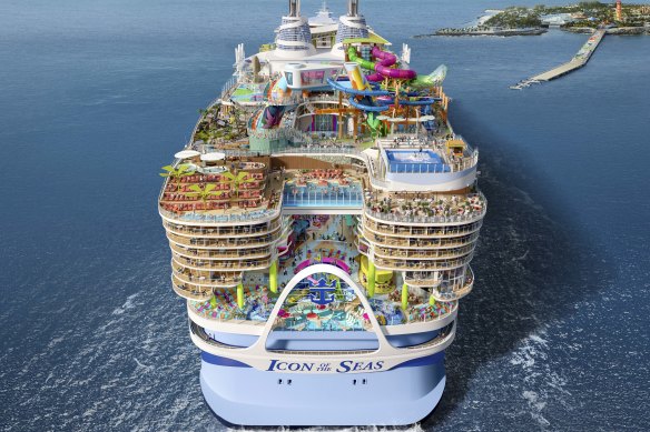 A rendering of the gargantuan Icon of the Seas.