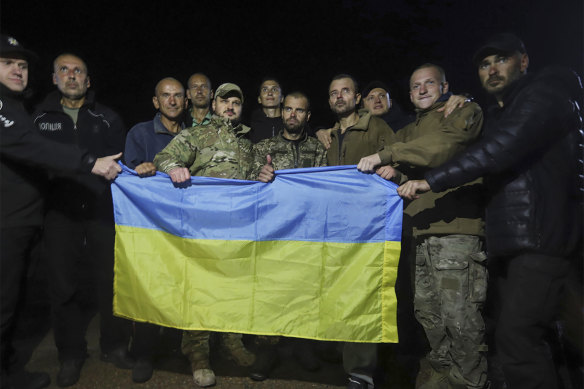 Ukrainian soldiers released in a prisoner exchange will arrive near Chernihiv late Wednesday.