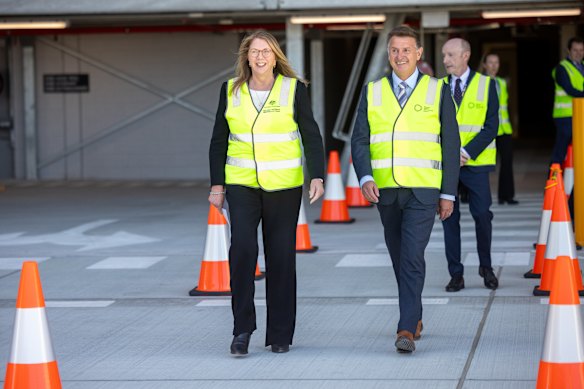 Federal infrastructure and transport minister Catherine King at the new Western Sydney International Airport at Badgerys Creek.