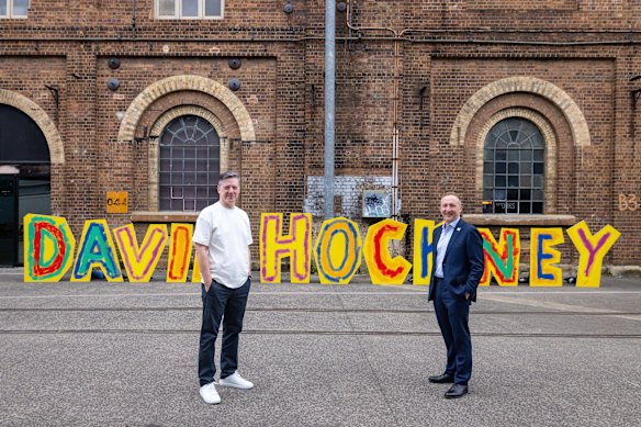 Fergus Linehan and Lightroom CEO Richard Slaney at Carriageworks, earlier this year when the exhibition was announced.