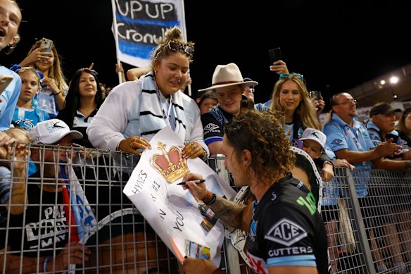 Nicho Hynes is a crowd favourite at Sharks Stadium.