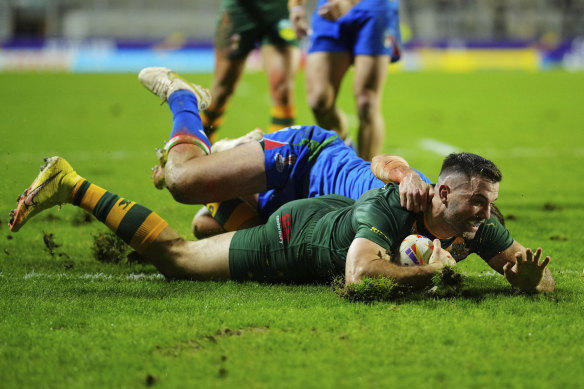 James Tedesco was taken off as a precaution after a knee knock against Italy.