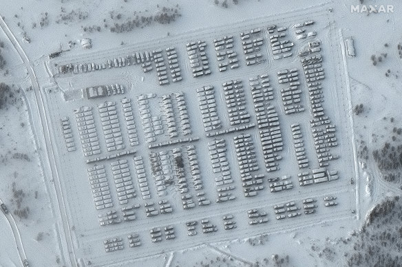 Battle group deployments at the Pogonovo training area in Voronezh, Russia, near Ukraine on January 19.