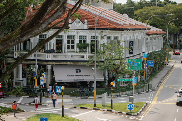  Cluny Court is a popular arcade for shopping and eating within a former shophouse.