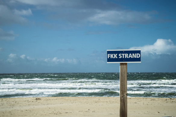 An FKK sign denotes this beach as one for those who enjoy “free body culture”.