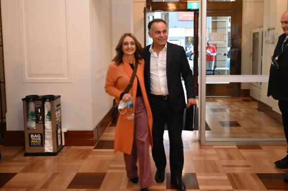 Newly election Liberal leader John Pesutto and wife Betty during the campaign.