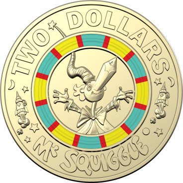 Mr Squiggle 60th Anniversary $2 Dollar Coin UNC Australia GUS THE SNAIL 2019