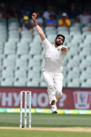 In full stride: Indian fast bowler Jasprit Bumrah.