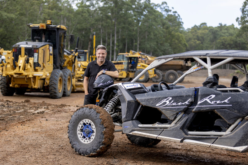 He digs cars: BlackRock Motor Resort CEO Tony Palmer on the track of Australia’s first ski village-style membership club for motoring enthusiasts at Wakefield in Lake Macquarie on Tuesday.