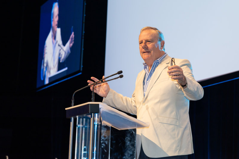 Peter Costello holds forth at the industry event in Townsville.
