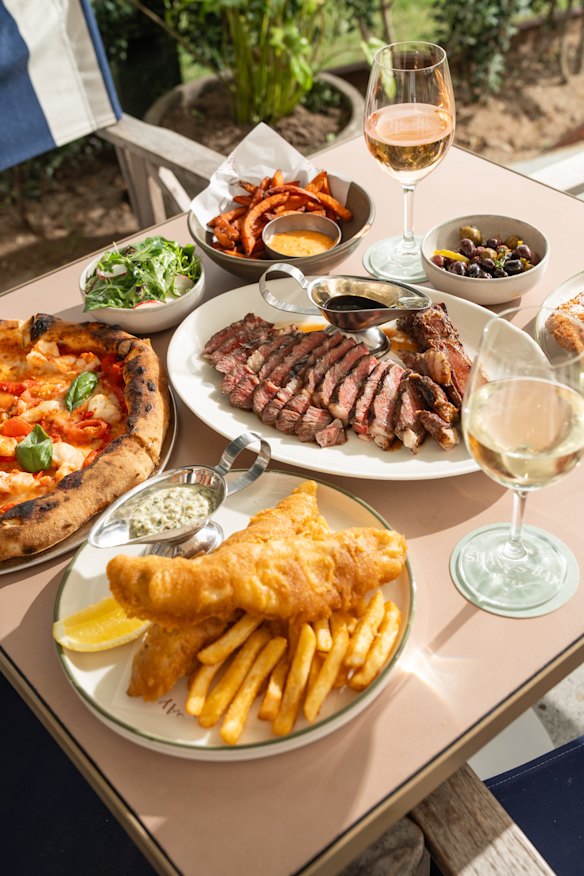 Pale ale battered fish and chips, steak and margherita pizza. 
