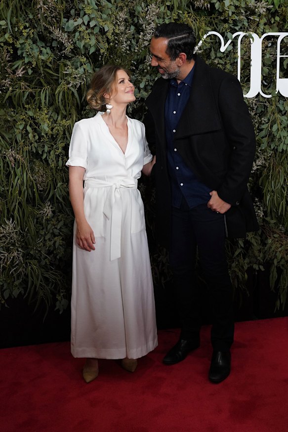 Adam Goodes and wife Natalie Goodes  at the world premiere of The Australian Dream in Melbourne.