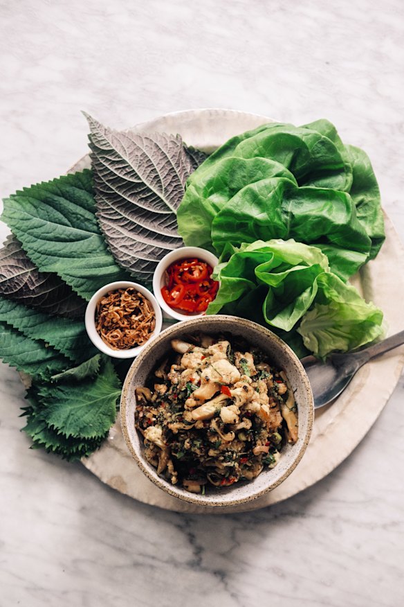 Cauliflower replaces meat in this Lao-inspired dish, which can be served as a salad or a meal.