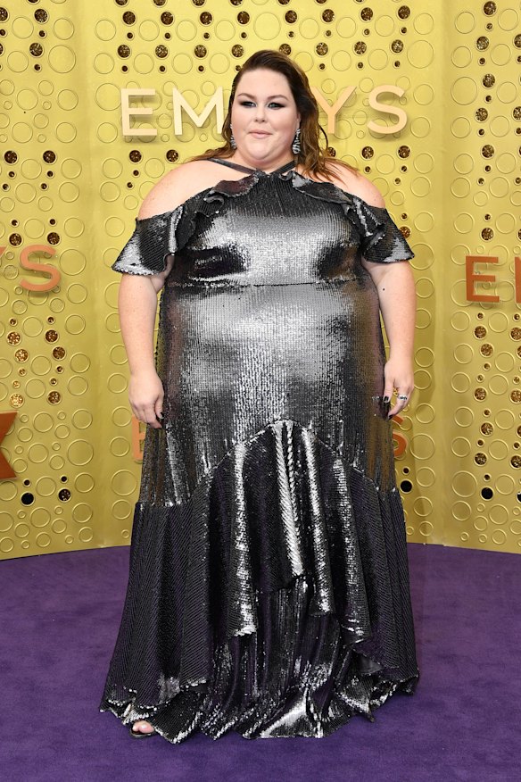 Chrissy Metz arrives at this year's Emmy Awards in Christian Siriano.