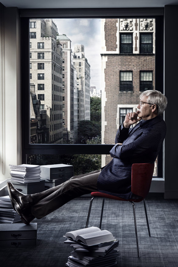 Kevin Rudd in his New York office.