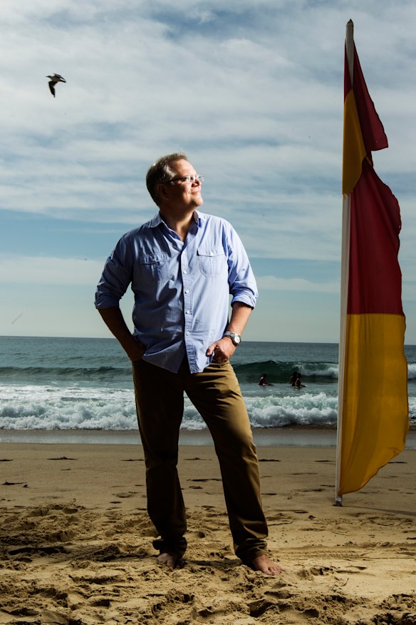 Scott Morrison at a beach in North Cronulla in 2014.