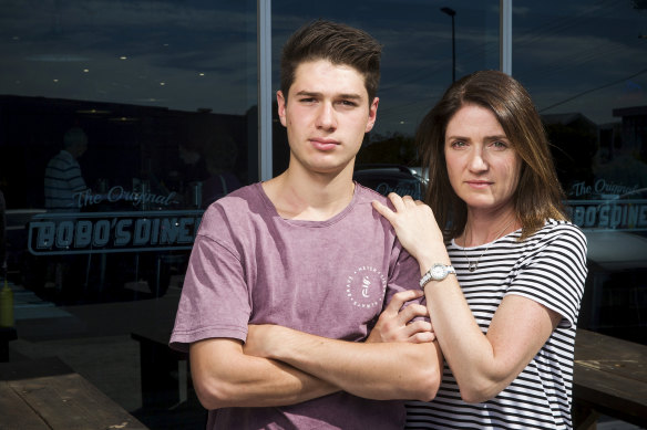Anthony, with his mother Michelle, who is attempting to help the 17-year-old recover lost wages.