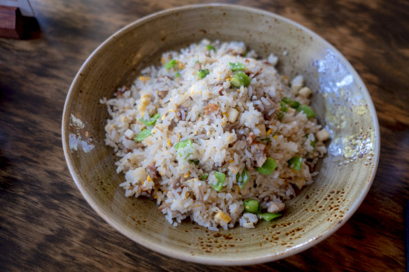 Duck fried rice with truffle oil.