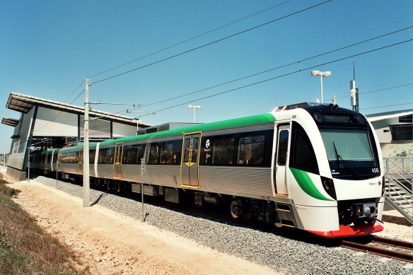 A Bombardier B Series Electric Multiple Unit in Perth, built in Downer EDI's Maryborough facility.