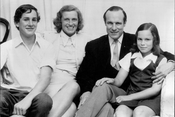  "Justice Street was tonight announced the new Chief Justice of NSW. From left: Alexander (Sandy), 15, Mrs Street, Mr Justice Street and Sarah, 11, 1974. "