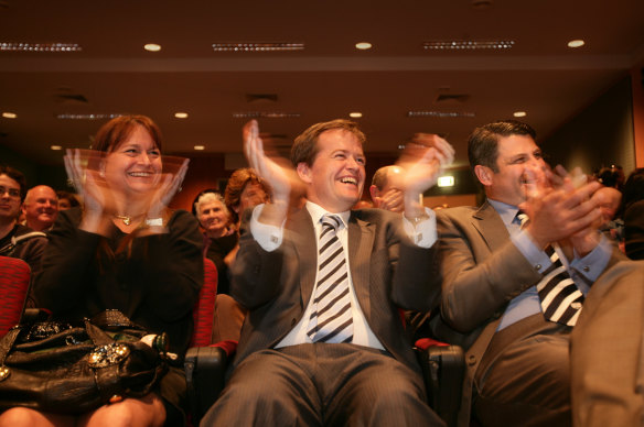 Bill Shorten with first wife Deborah Beale at the launch of his campaign as a Labor candidate in 2007. 