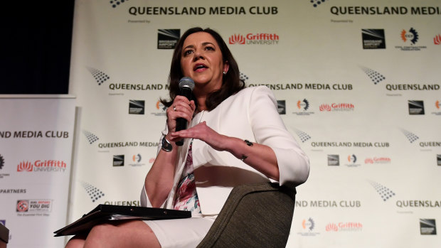 Premier Annastacia Palaszczuk speaking at the Queensland Media Club on Friday.