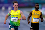 Lachie Kennedy sprints into the 100m final.