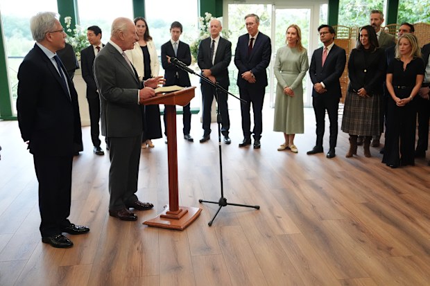 King Charles III gives a speech at Dumfries House