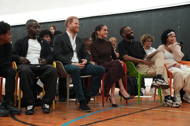 Meghan, Duchess of Sussex and Prince Harry, Duke of Sussex during a visit to The Community Recording Studio during their visit to Nottingham