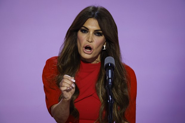 MILWAUKEE, WISCONSIN - JULY 17: Kimberly Guilfoyle speaks on stage on the third day of the Republican National Convention at the Fiserv Forum on July 17, 2024 in Milwaukee, Wisconsin. Delegates, politicians, and the Republican faithful are in Milwaukee for the annual convention, concluding with former President Donald Trump accepting his party's presidential nomination. The RNC takes place from July 15-18.  (Photo by Chip Somodevilla/Getty Images)
