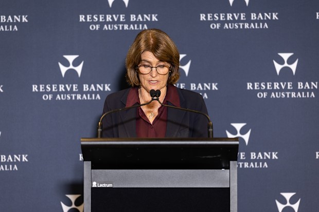 Reserve Bank Governor Michele Bullock during a press conference at the RBA a
