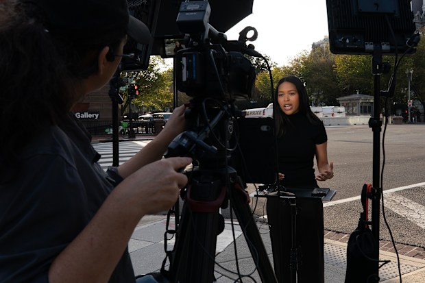 MS NOW White House reporter Akayla Gardner reporting near the White House complex after being denied entry following President Donald Trump’s ban