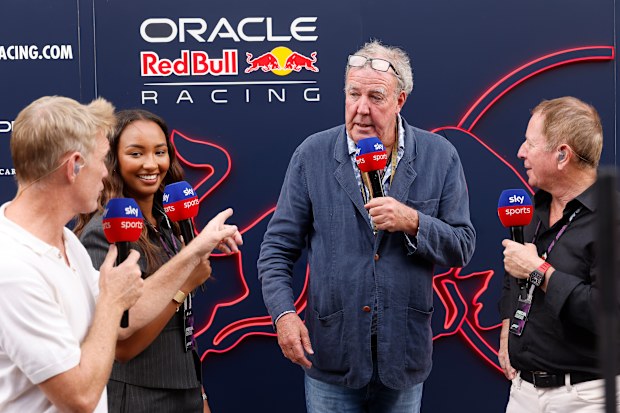  Jeremy Clarkson is interviewed for Sky Sports F1 during qualifying ahead of the F1 Grand Prix of United States at Circuit of The Americas on October 24, 2026 in Austin, Texas. (Photo by Logan Riely/LAT Images)