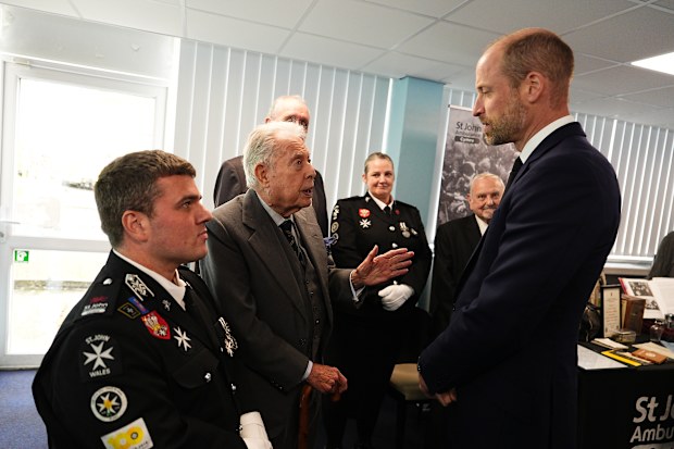 Prince William, Prince of Wales meeting members of the St John Ambulance at Aberfan and Merthyr Vale Community Centre